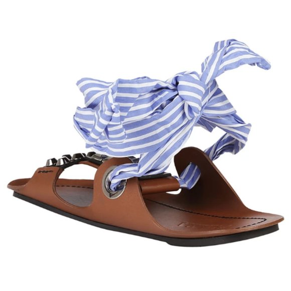 NEW Prada Studded Bow Tie Sandals (7) - Picture 4 of 9